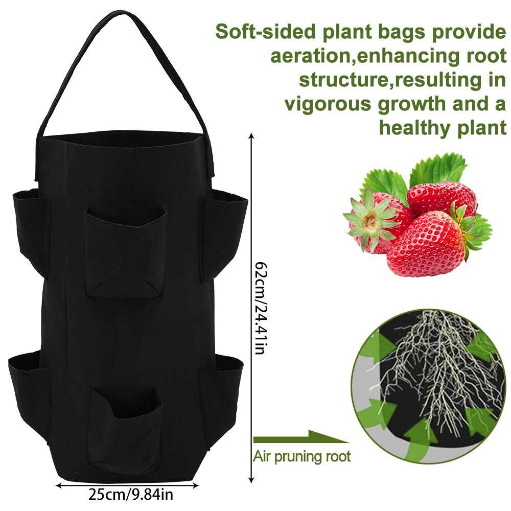 Strawberry Planting Growing Bag 10 Gallons Multi-mouth Container Bags Grow Planter Pouch Root Bonsai Plant Pot Garden Supplies