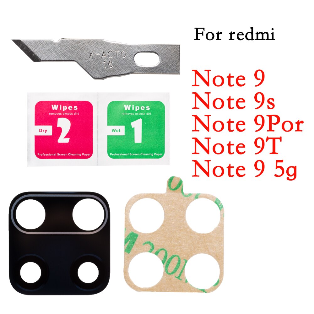 2pcs／lot Back Camera Lens Cover Replacement Parts For Xiaomi Redmi Note 9T Pro 9S 5G Rear Camera Glass Lens Cover With Tape