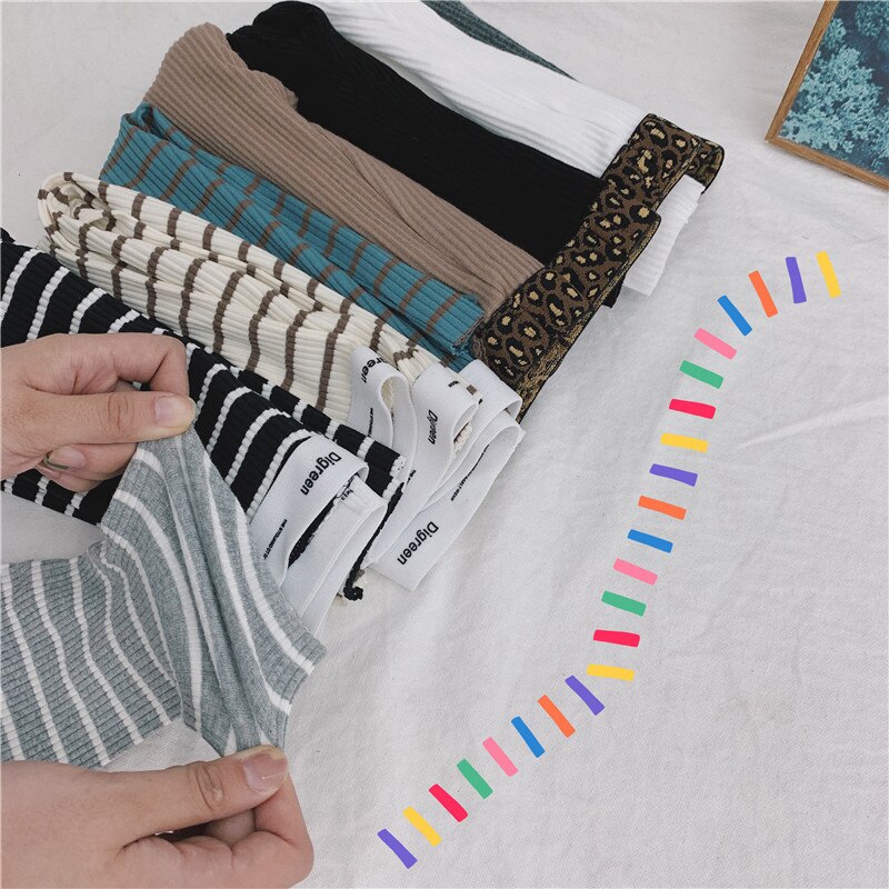 Koreansk stil söta tjejer ren bomull 8 färger randiga leggings barn matchande leopard smala byxor