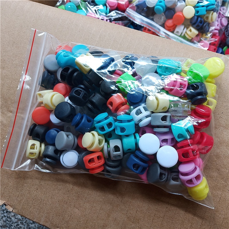 50 stücke Multi Farben Kunststoff Paracord Schnürsenkel Schnur Schloss Klemme 2 See Umschalten Clip Stopper Schnürsenkel Schnur Schnallen Teile Zubehör