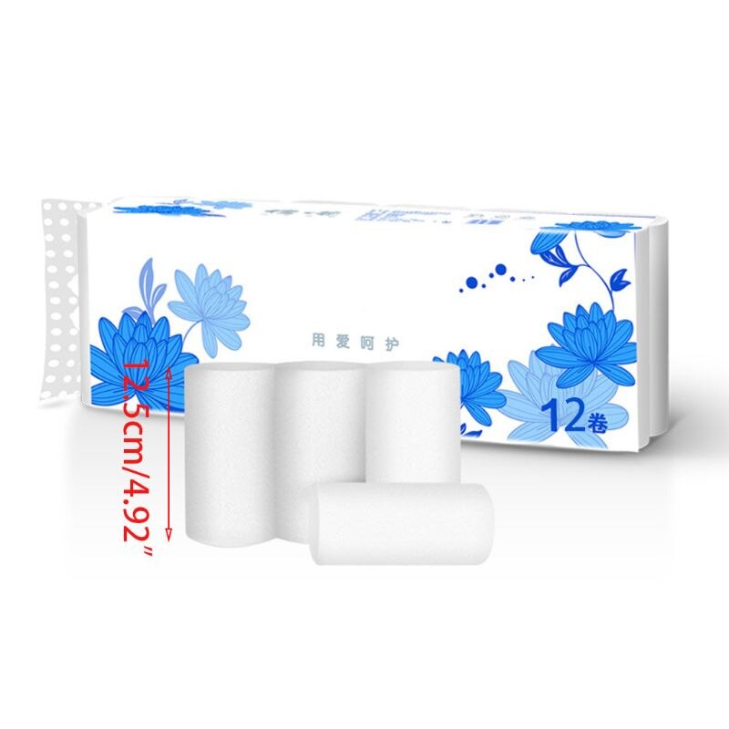 12 Rolls 4-Ply Toilet Paper Ultra Soft Wood Pulp Strong Household Bath Tissues