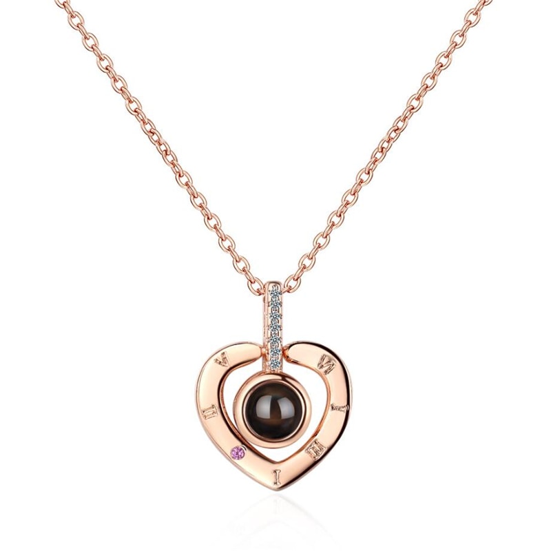 Mémoire unique 100 langues je t'aime Projection chaude Visible 925 argent Sterling doux coeur femme collier SNE436