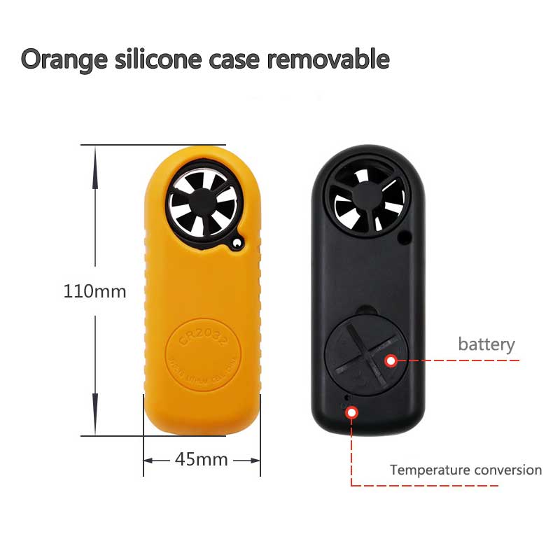 Mini Digital Hand-held Anemometer Thermometer Wind Speed GaugeTemperature Measurement Tool Instrument Tachometer
