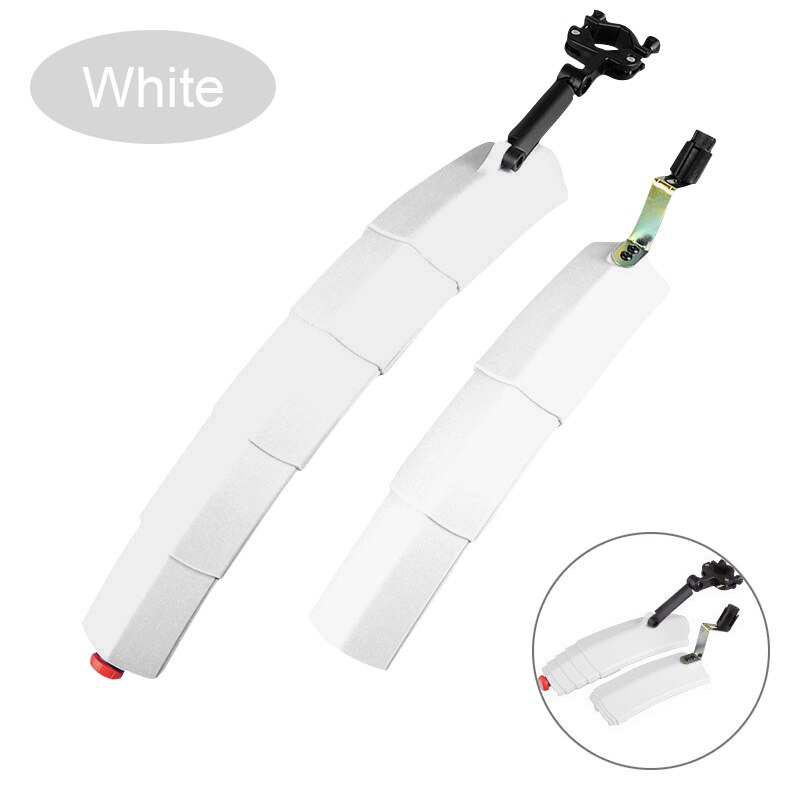 Fiets Spatbord Set Telescopische Vouw Fiets Spatbord Met Achterlicht Fietsen Voor Achter Spatbord Fiets Spatbord Quick Release Protector: White