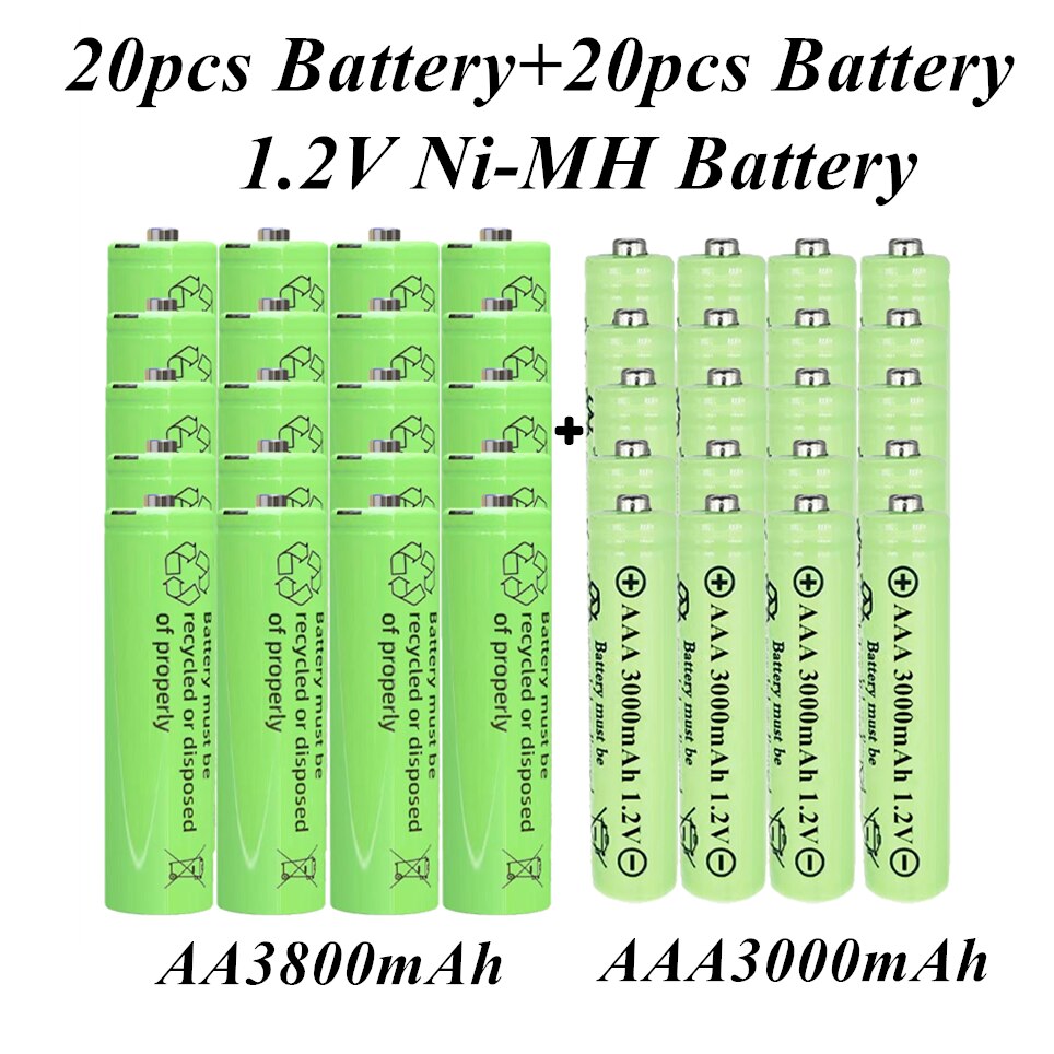 AA1.2V Ni-MH rechargeable Battery, 3800 MAH plus 3000 MAH package, suitable for MP3, remote control, toys and other products: Gold