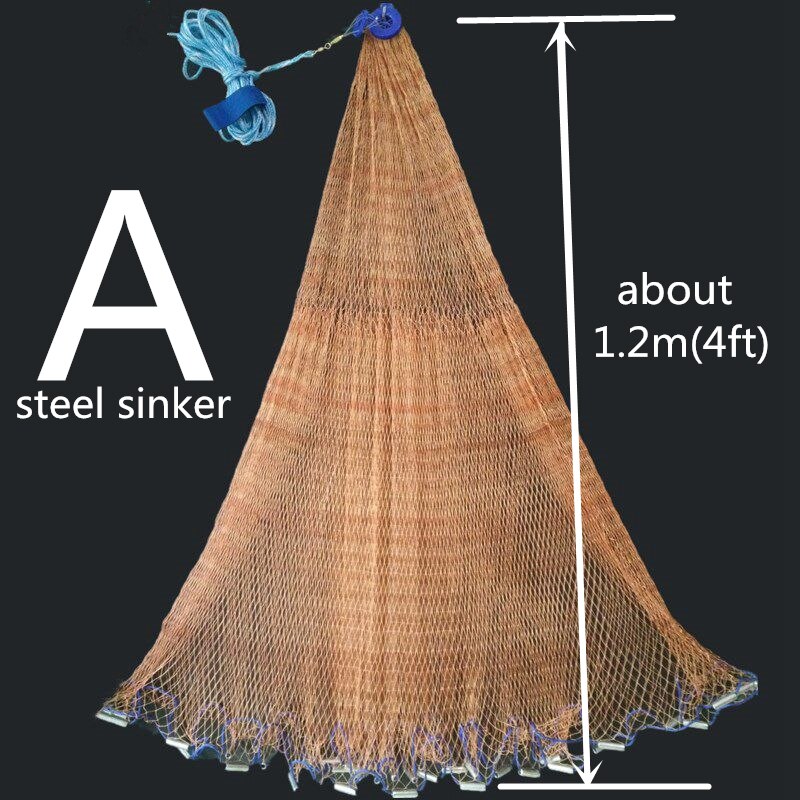 Multifilament line med synke usa støbt net fangst fisk netværk udendørs hånd kaste fiskenet lille net gællenet: A24
