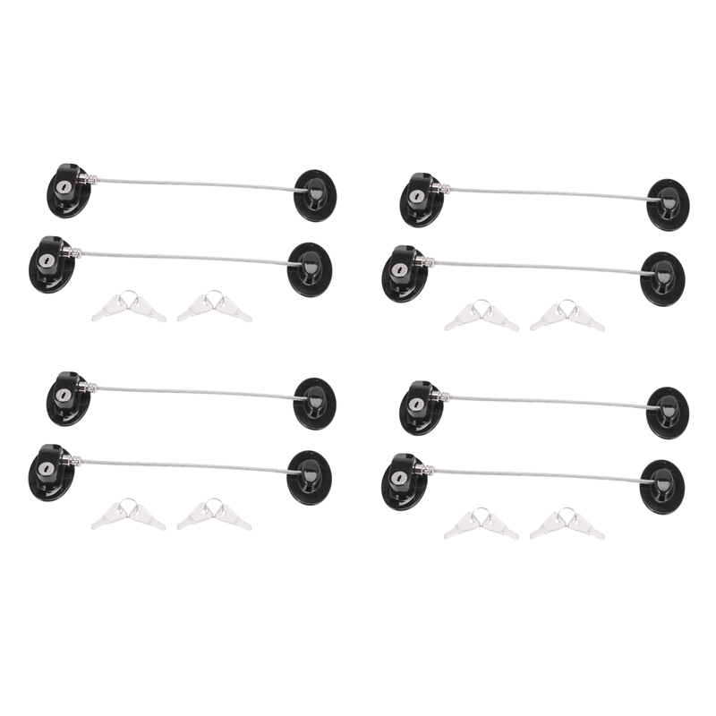 8 Pieces Refrigerator Door Lock Strong Adhesive Freezer Door Lock File Drawer Lock Child Safety Cupboard Lock With Key: Default Title