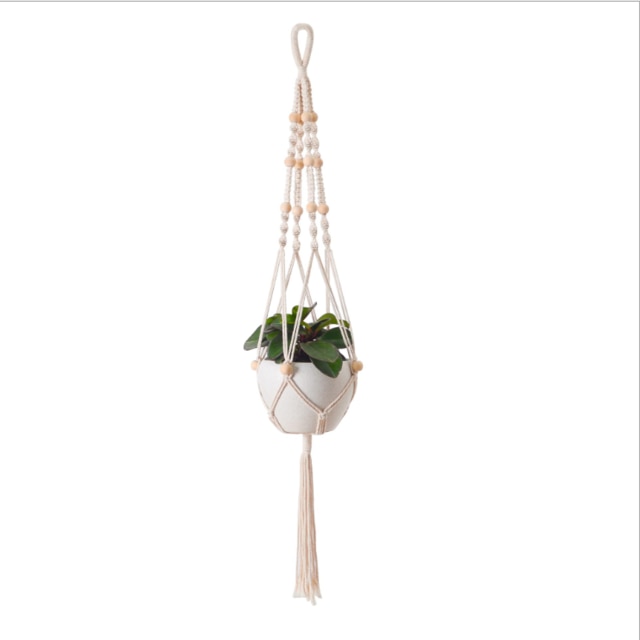 Plant Handgemaakte Macrame Plant Hanger Bloempot Haak Planter Hanger Muur Decor Binnenplaats Tuin Opknoping Mand Room Decor: 03