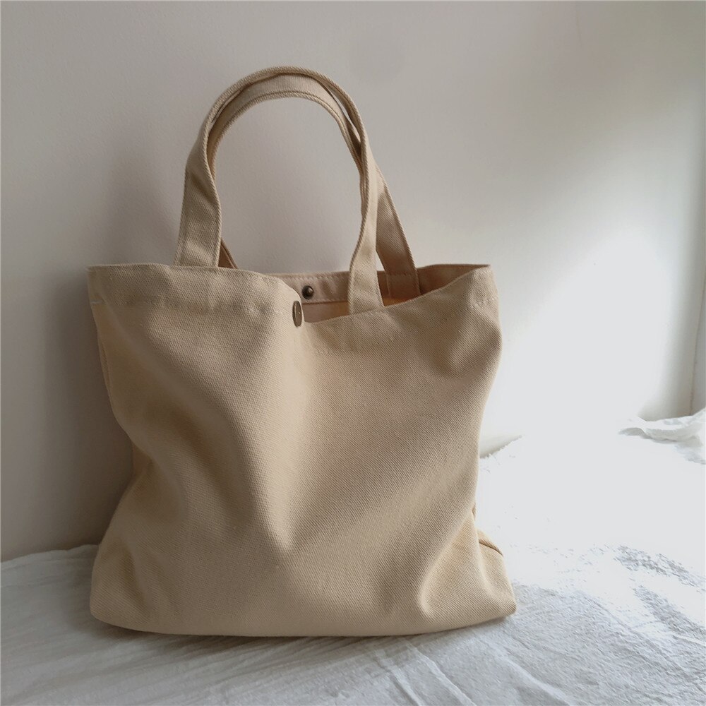 Kleine Canvas Vrouwen Tote Bag Effen Kleur Vrouw Lunch Tas Shoppers Vrouwelijke Handtassen Doek Persoonlijke Office Bento Voedsel Zakken: Khaki