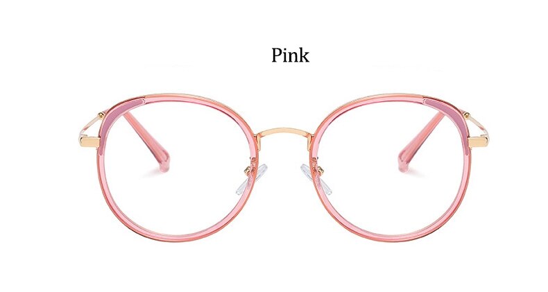Montura de gafas redondas transparentes para mujer, lentes ópticas de Metal Retro vintage, de lujo, de gran tamaño,: Pink