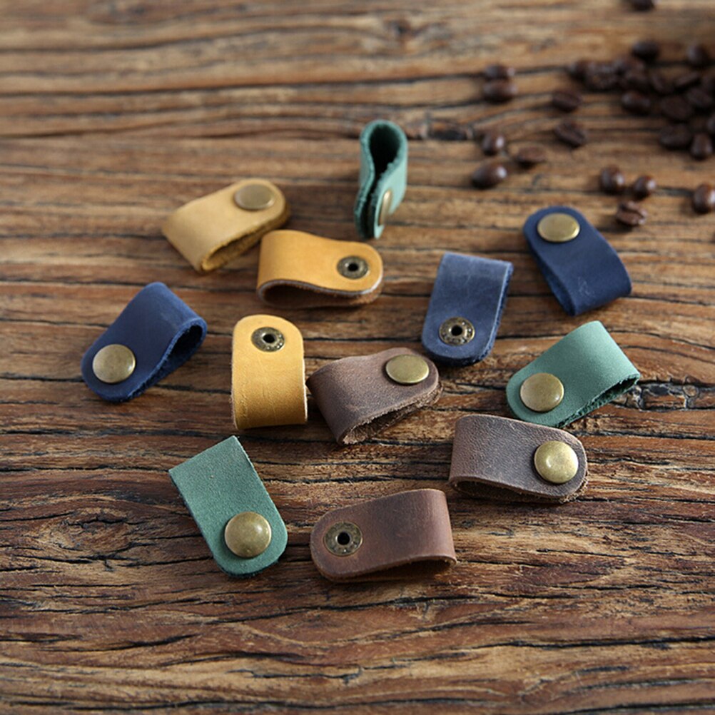 1PCS 8*2cm Headset Koptelefoon Draad Draagbare USB Kabel Koord Leer Winder Hoofdtelefoon Case Koreaanse Bureau Manager