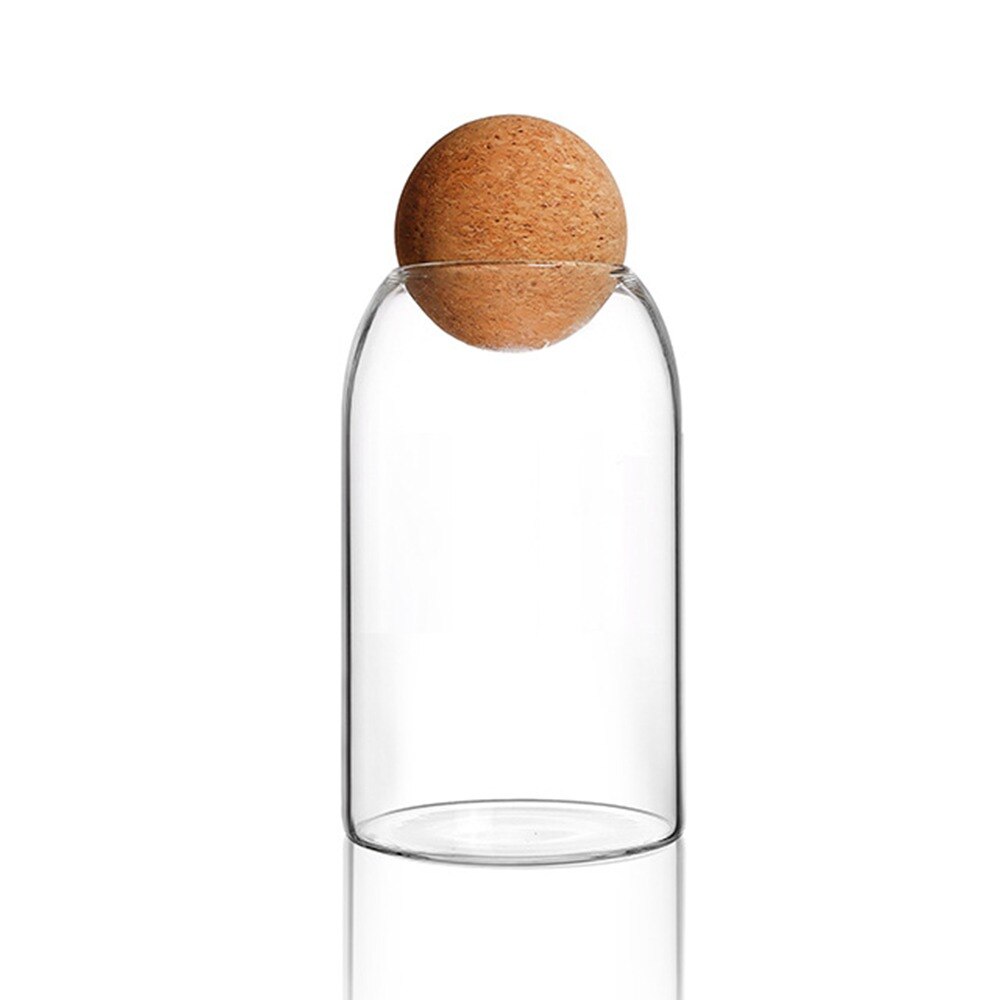 Bocal en verre sans plomb avec couvercle, boule de liège, réservoir de stockage, boîtes de thé scellées, céréales, bocaux de stockage transparents, contenant du café: 800ml-A