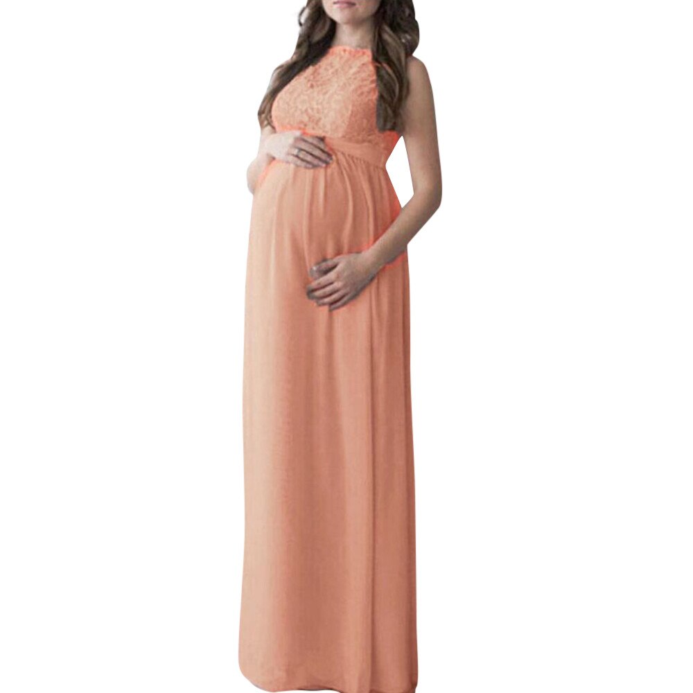 neue Schwangere lässig Kleid Mutterschaft Fotografie Requisiten Frauen Schwangerschaft Kleidung Spitze Kleid Für Schwangere Foto Schießen Kleidung: Orange  / S
