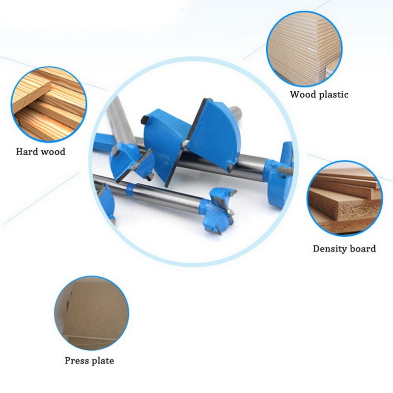 Woodworking Hole Alloy Knife Blade Hinge Door Lock Hole Drill Bit with Round Shank for Drilling Cutting Wood