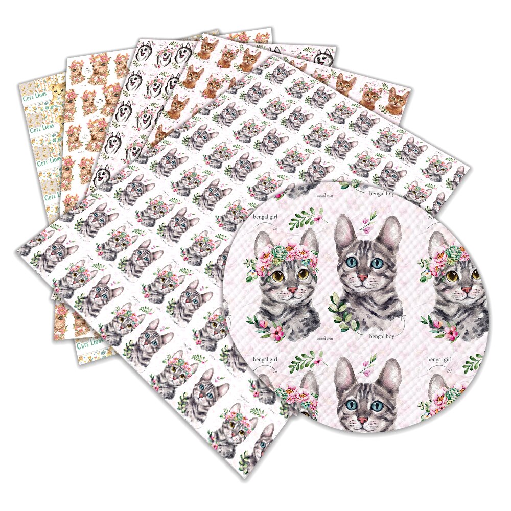 Feuilles de cuir synthétiques A4 22x30cm pour bricolage, imprimés de dessins animés d'animaux différents, fournitures de couture faites à la main, décor de vêtements