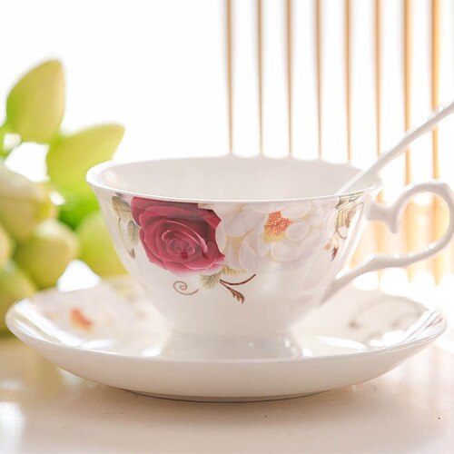 Ethiopische Keramische Kopje Koffie Goud Velg Royal Bone China Leuke Thee Kopjes En Schotel Sets Bloem Moderne Canecas Schotel Sets AC50BD: Style6