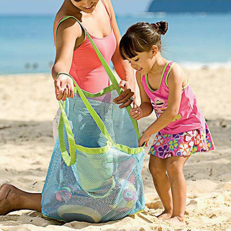 Gauze Filtered Water Kids Beach Toys Bag Big Size Durable Drawstring Storage Pack For Children