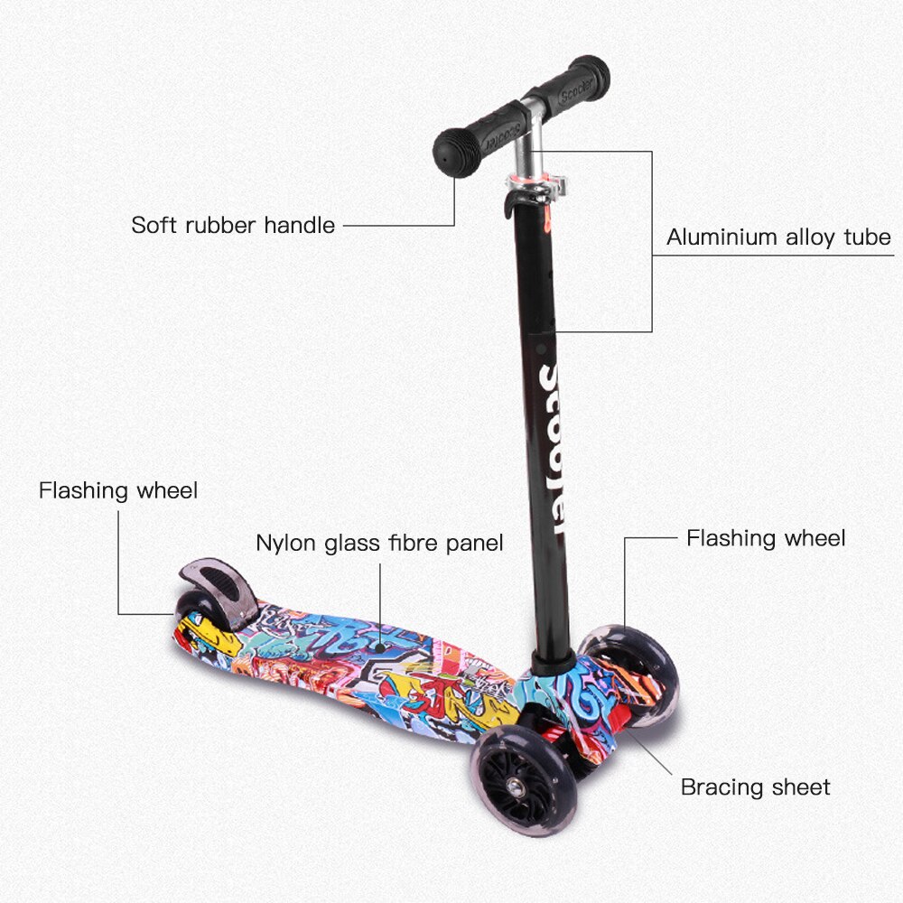 Faltbare Roller für 3-8 Jahr Kinder Leichte 3 Rad Roller Einstellbare Höhe Kinder Balance Bike Licht Flash Roller