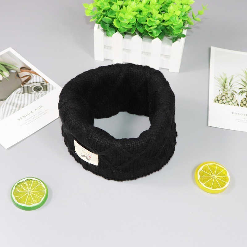 Bufanda tejida a cuadros para niños, de , de de lujo, para invierno, gruesa y cálida, con anilla, para niñas, bufandas tejidas para bebés y niños: Black