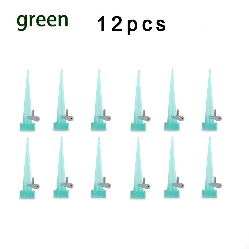 12 pièces Auto goutte à goutte arrosage arrosage jardin pour bouteille plantes ménagers jardinage eau goutteur kit système fleur Auto-abreuvoir: 12 pcs green