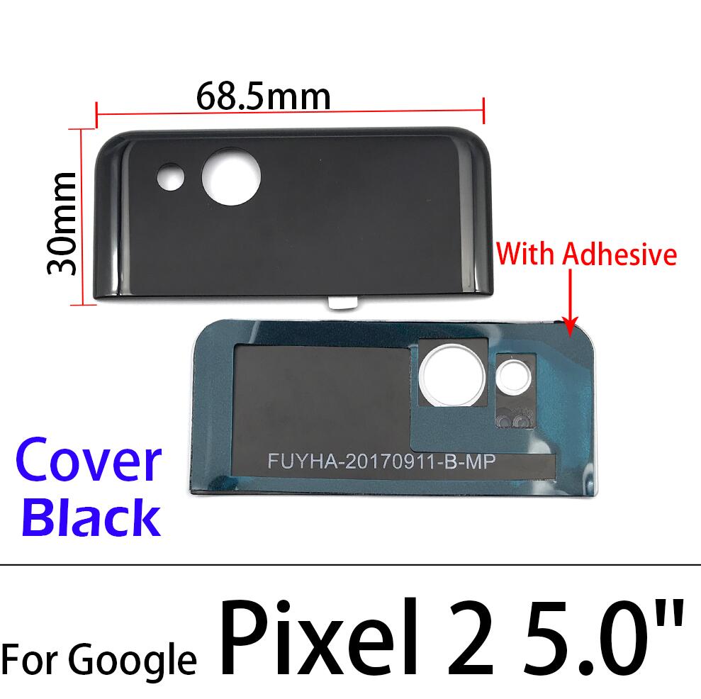 Rear Back Rear Camera Glass Lens Cover For Google Pixel XL / Pixel 2 XL / Pixel 3 XL 5.0" 5.5 " Camera Lens With Sticker: Pixel 2 Black Cover