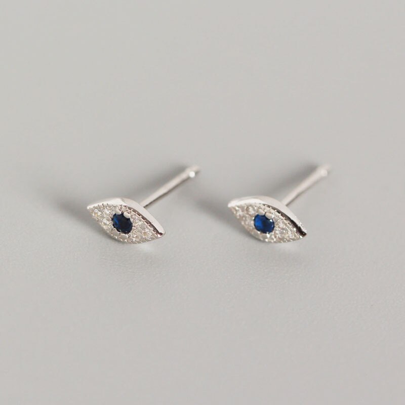 Ying Vahine Bestseller 100% 925 Sterling Zilver Mini Zirkoon Blue Eyes Evil Ogen Kleine Stud Oorbellen Voor Vrouwen