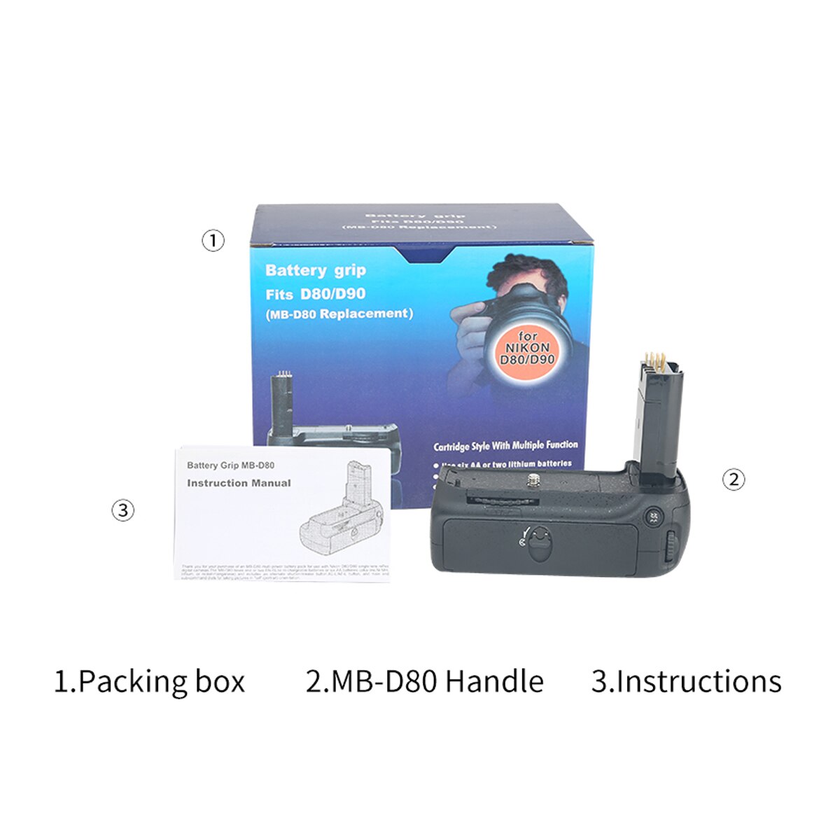 MB-D80 Multi-Power Battery Pack Battery Grip for Nikon D80 D90 Digital SLR Cameras