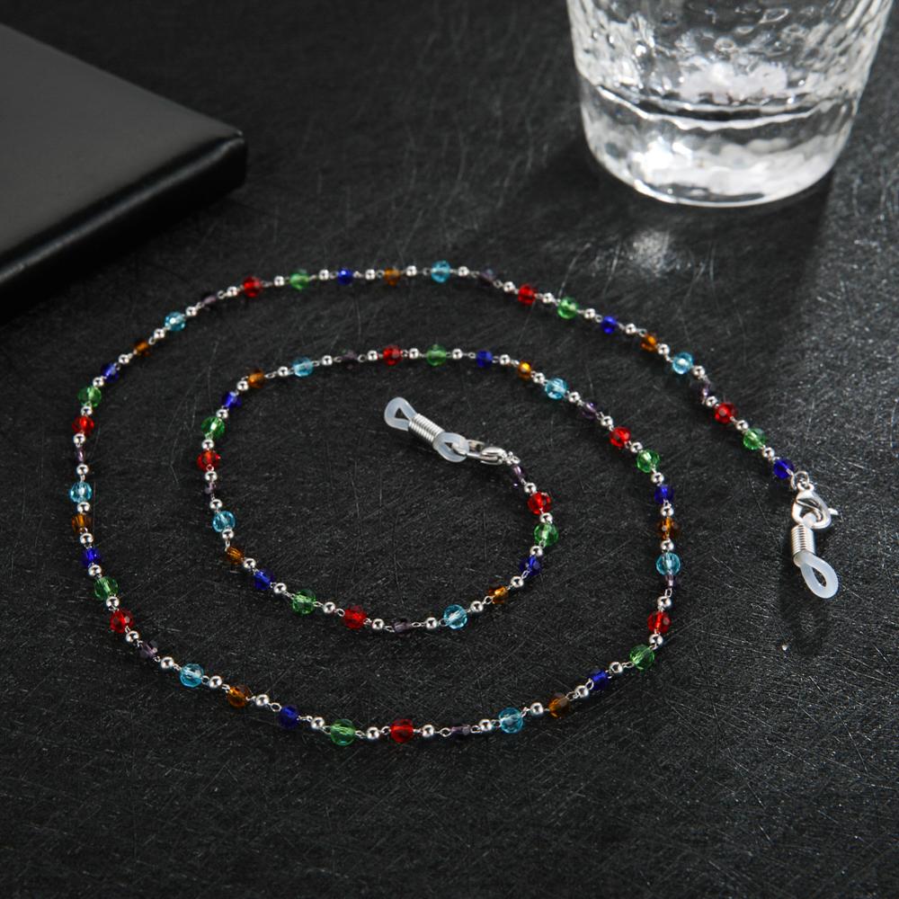 Skyrim Boho Women Colourful Beaded Glasses Chains Holder Metal Eyeglasses Cord Neck Strap Rope Lanyard for Sunglasses: Style B - silver