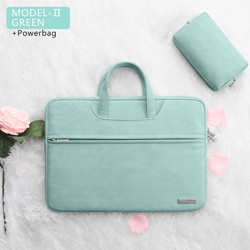 Laptop Tasche 13,3 15,6 14 zoll Wasserdichte Notebook Tasche Für Macbook Fall M1 Air Pro 13 15 Huawei Schulter handtasche Aktentasche: GREEN 2 SETS