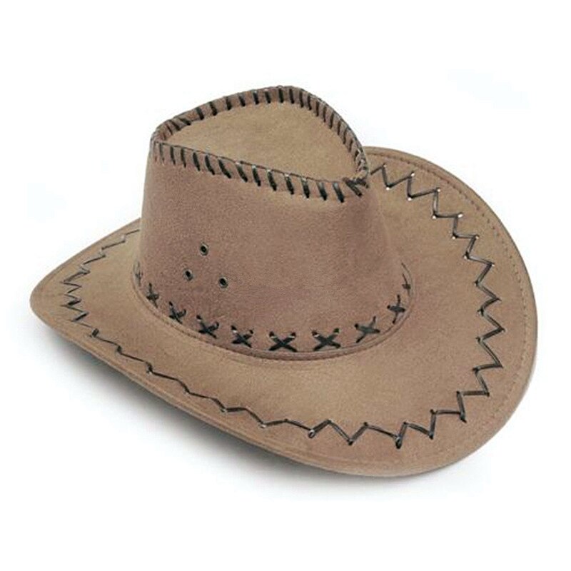 Western cowboy hat billig pris cowboy hat til gentleman cowgirl jazz kasket med gentleman ruskind sombrero kasket: Khaki