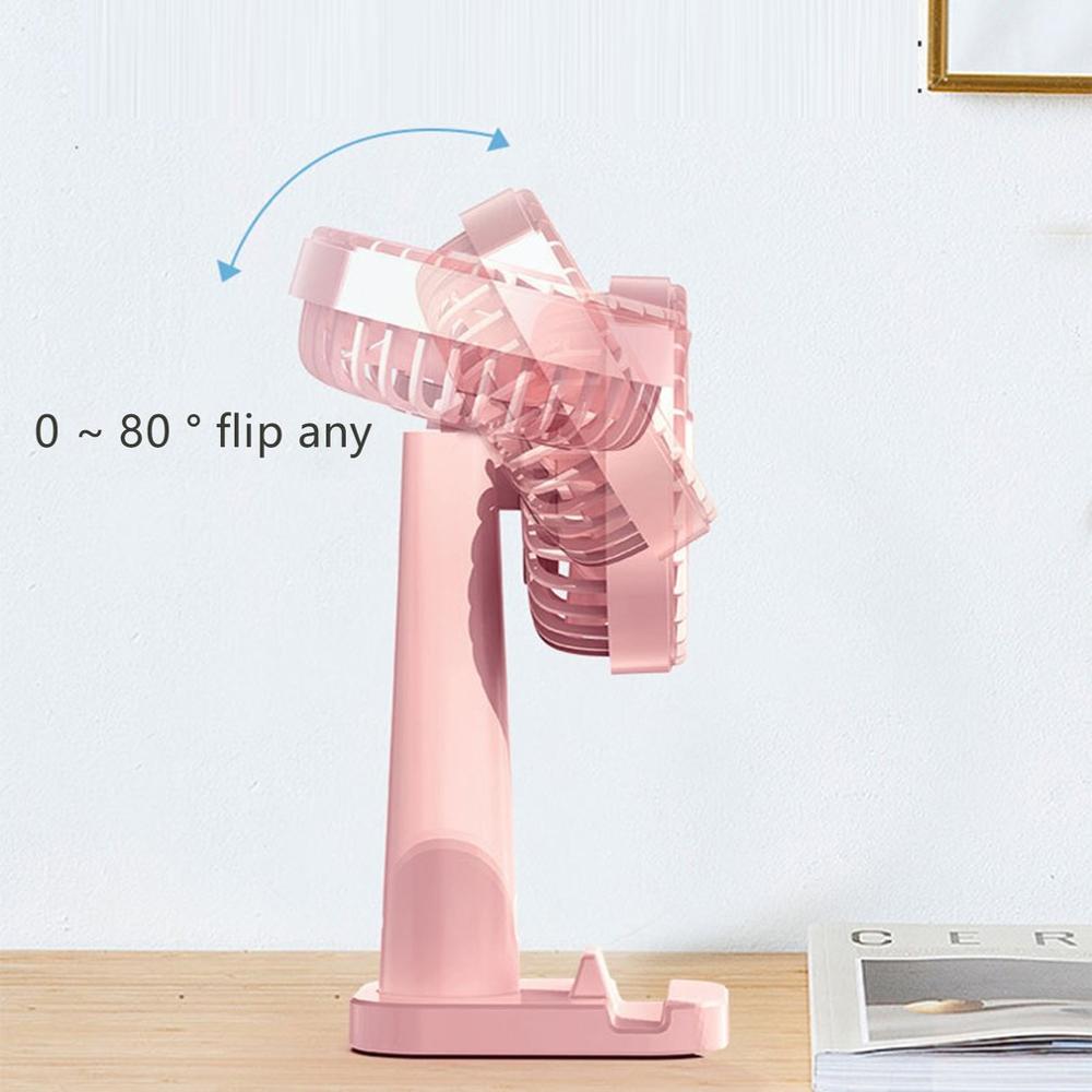Handheld Usb Opladen Multi-Hoek Gratis Aanpassing Ventilator Draagbare Kleine Ventilator Met Mobiele Telefoon Stand Functie