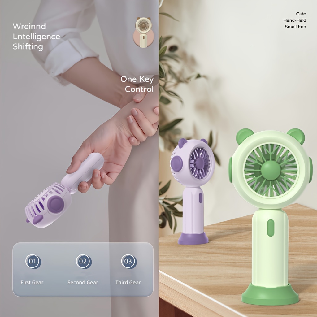 Portable handheld fan, mini personal fan with stand Battery-powered small fan (product itself does not come with AA batteries)