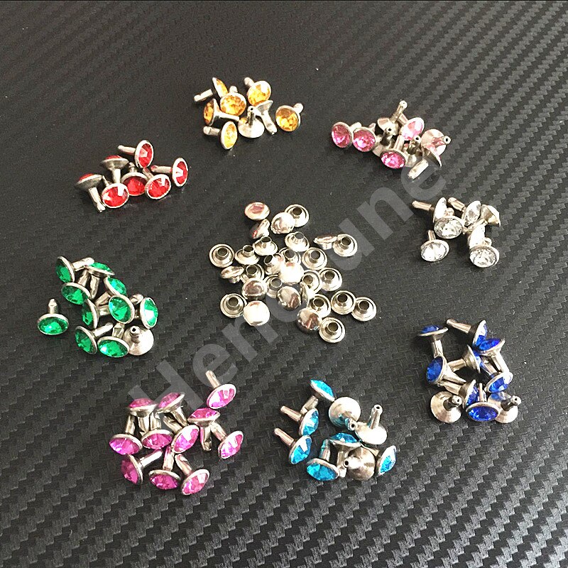 20 Pcs 7 Mm 8 Kleuren Rhinestone Klinknagels Jeans Tassen Schoenen Craft Decoratieve Spikes En Studs Nagels Accessoires Voor Diy lederen Decor