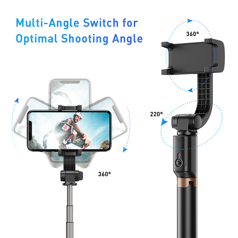 APEXEL Selfie Stick Stabilizer Phone Handheld Tripod Flexible 360 Rotation 3 modes with remote for iPhone Samsung PTZ Action Cam