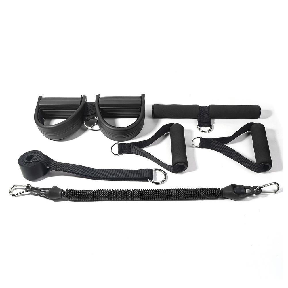 11pcs Tension Tube Fitness Exercise Slimming Training Multifunctional Four-tube Tensioner Latex Anti-breaking Exercise Fitness: Black