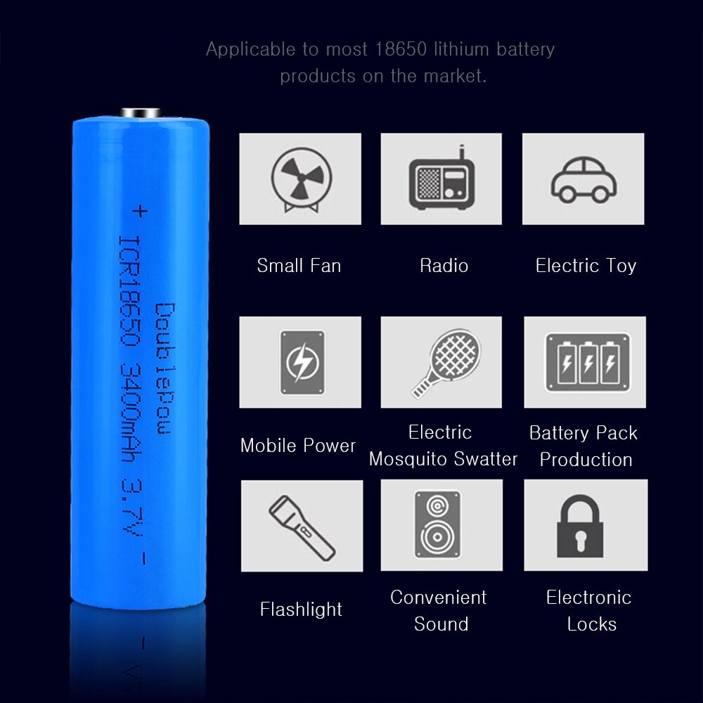 100% Originele Doublepow 18650 3.7V 3400Mah 18650 Oplaadbare Lithium Batterij Voor Zaklamp Batterijen