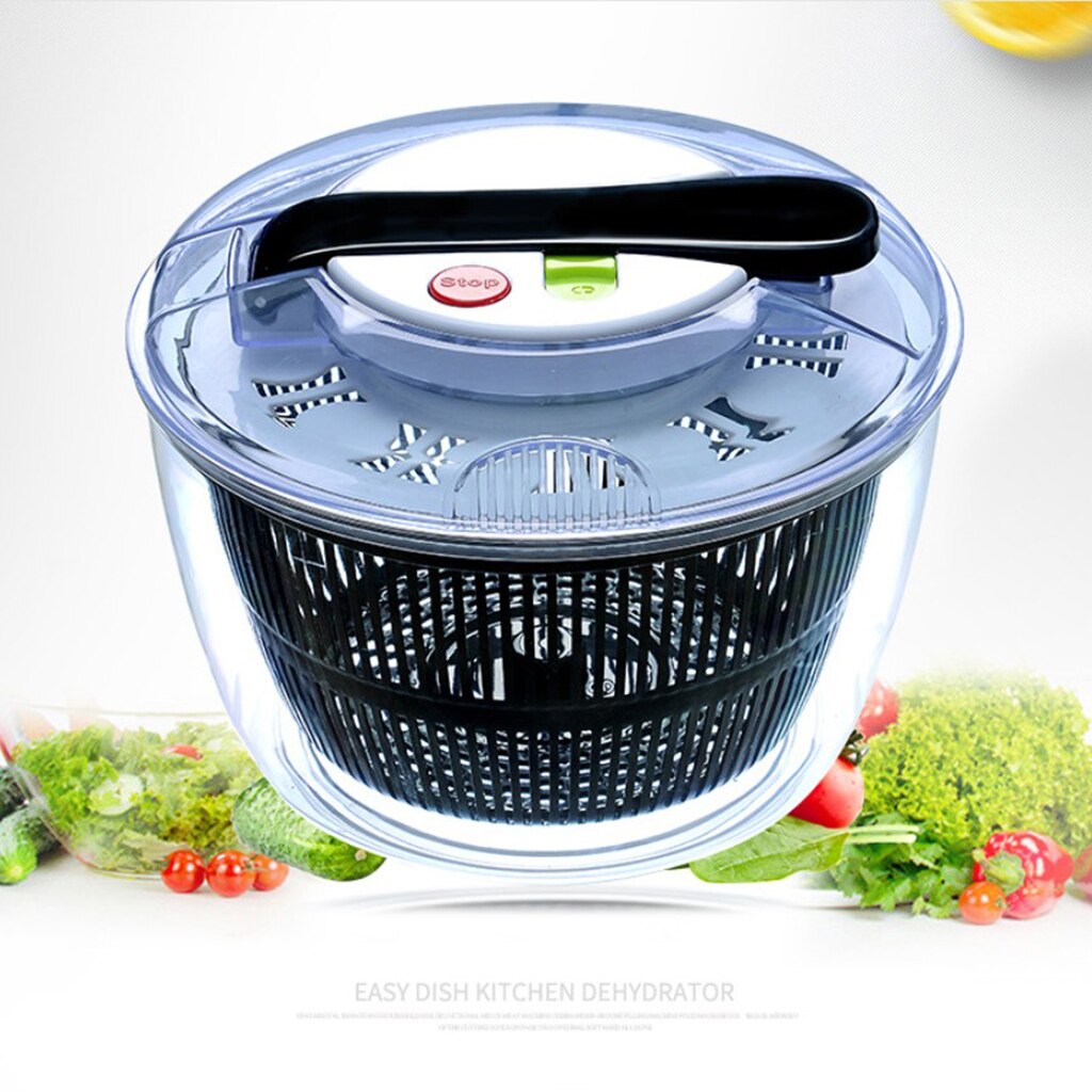Salad Spinner Vegetable Dry Dehydrator PushType OneButton Pause clear
