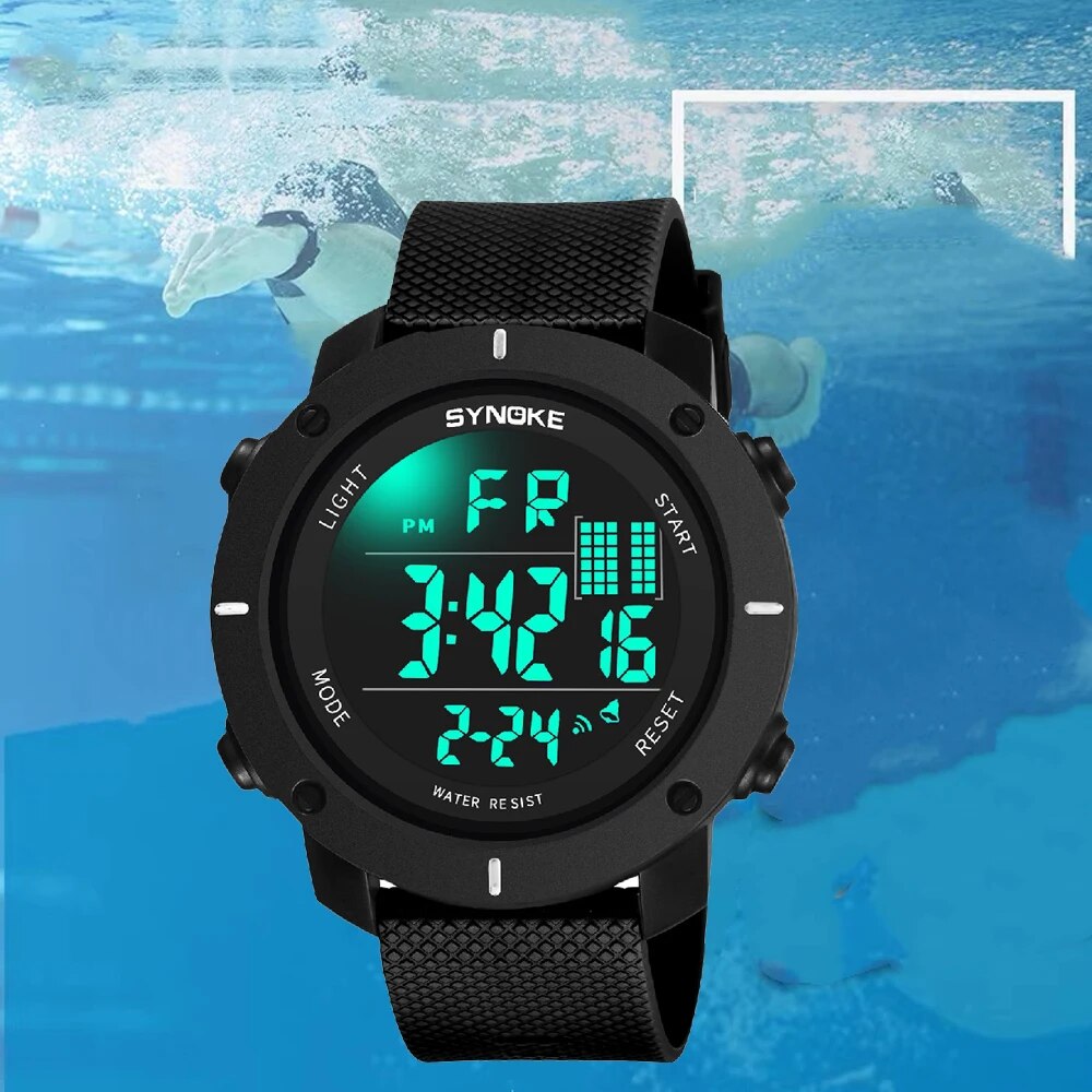 Synoke männer outdoor sport multifunktion ale wasserdichte stoßfest großbild display leucht led digital für männer