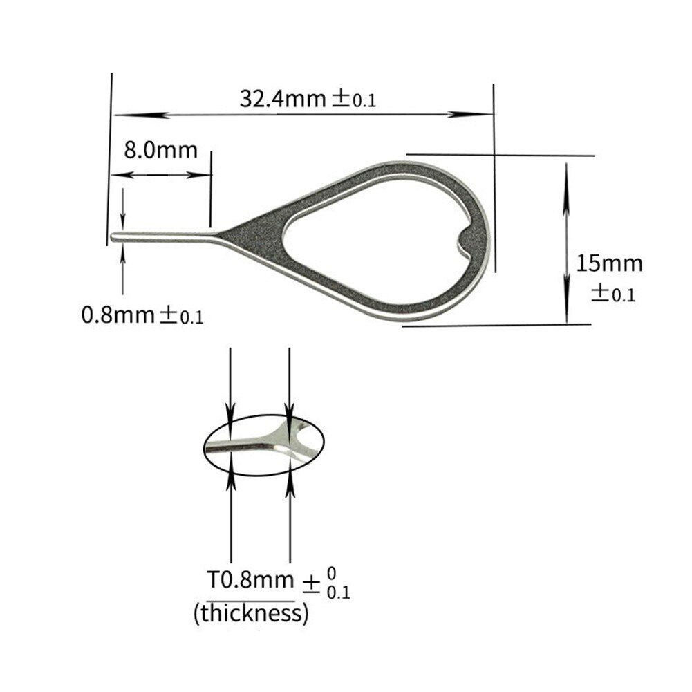 100Pcs Sim Card Tray Ejector Eject Pin Open Sleutel Verwijderen Naald Tool Voor Phone4/5/6 Voor Xiaomihuawei Universele voor Smart Telefoon