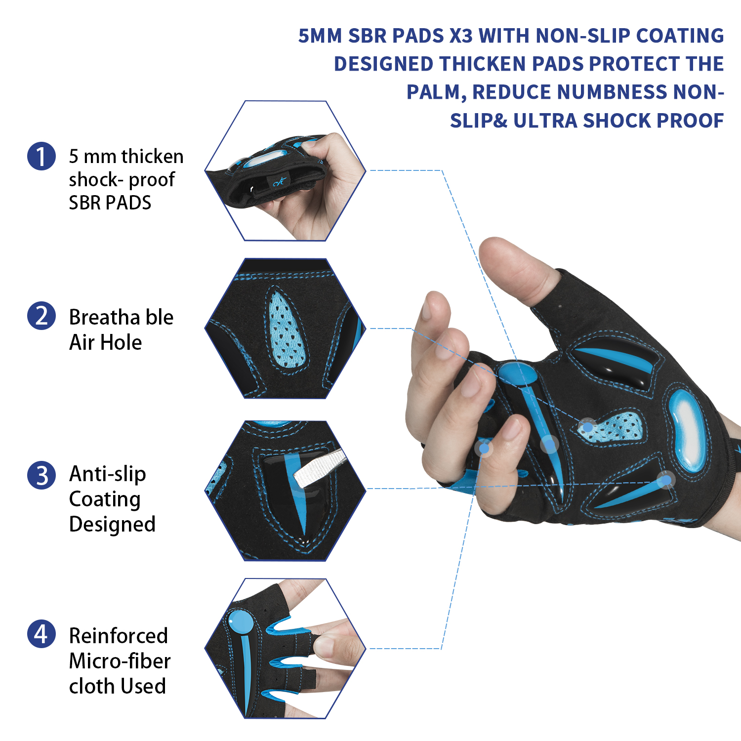 MOREOK Cycling Gloves 5MM Gel Shock-absorbing Bike Gloves Half Finger Breathable MTB Mountain Road Bike Bicycle Biking Gloves