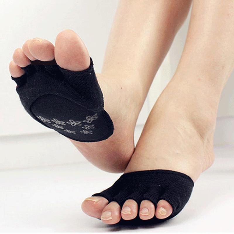 Japanse Half-Palm Vijf-Vinger Sokken Vrouwen Puur Katoen Pa Halve Yard Pad Lijm Verdikte Non-Slip Vingerloze Schuim Half Invi H2M0