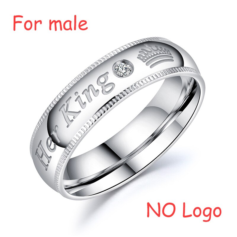 AZIZ BEKKAOUI DIY Engrave Name King & Queen Couple Rings Crown Silver Color Stainless Steel Rings Wedding Jewelry: 7 / no name for men