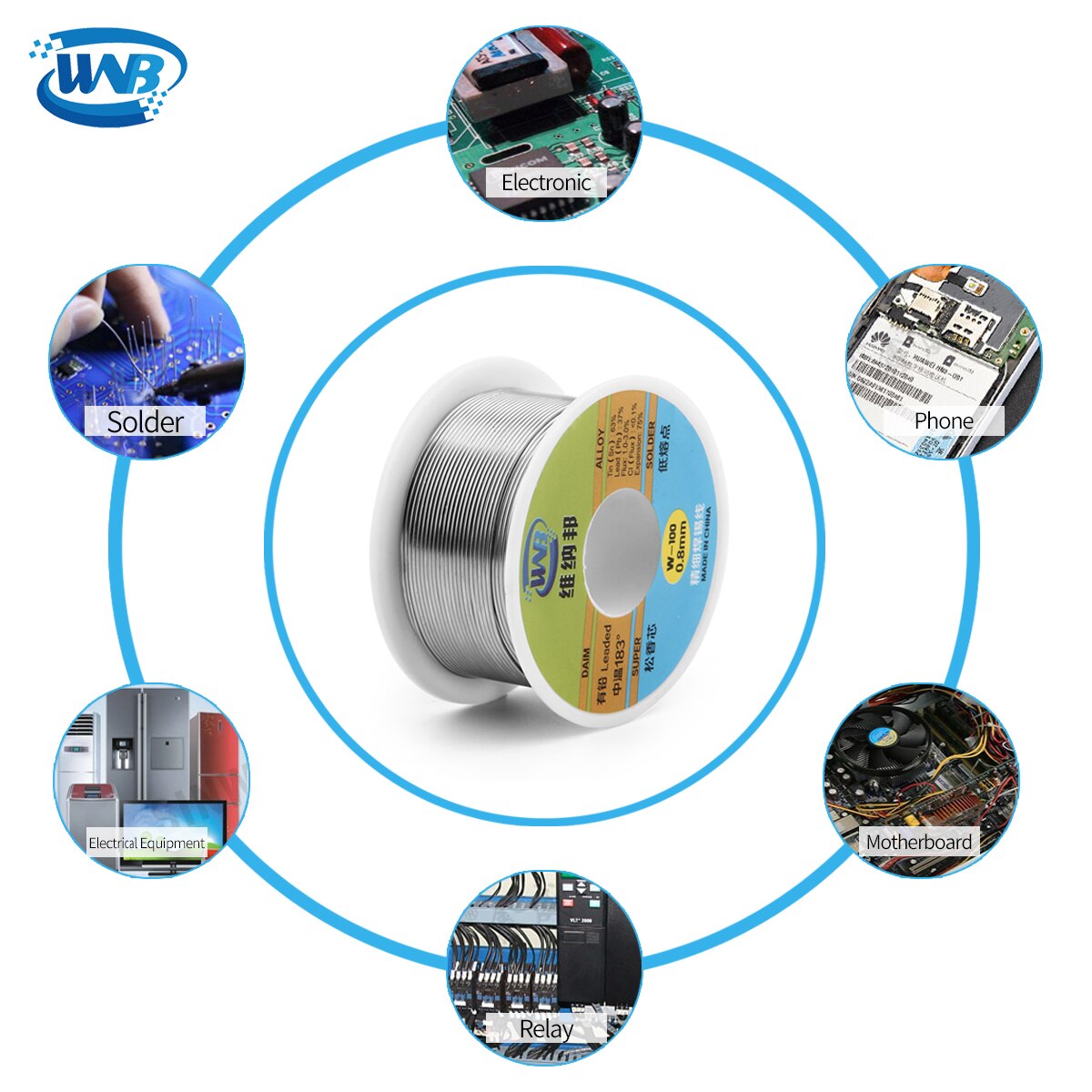 Wnb 50G Hoge Zuiverheid 183 ℃ Smeltpunt Tin-Lood Solderen Draad Roll Melt Rosin Core Geen-schoon Soldeer Flux 2.0% Iron Kabel Reel