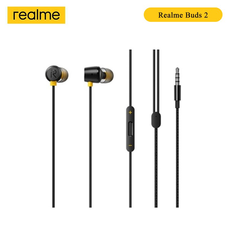 Realme Knoppen 2 Oortelefoon Bass Boost Wired 3.5Mm 3 Knop Afstandsbediening Oordopjes In-Ear Met Microfoon Wired Magnetische headset Voor Smartphone
