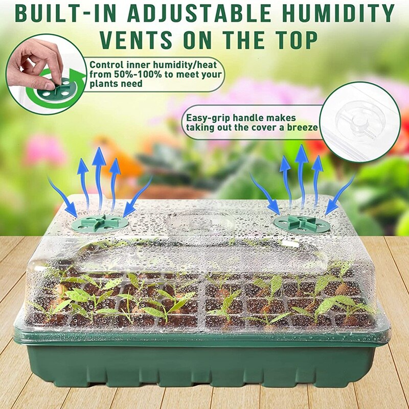 Best Seed Starter Tray Kit 5-Set Seed Starter Kit Seed Trays with Humidity Dome and Base Seed Germination Kit Seedling Tray
