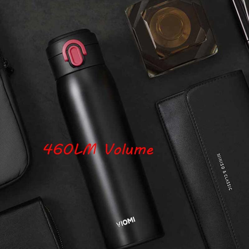 Xiaomi Mi Mijia VIOMI Stainless Steel Vacuum Thermos mi Cup 24 Hours Flask Water Smart Bottle Thermos Single Hand ON: Large black