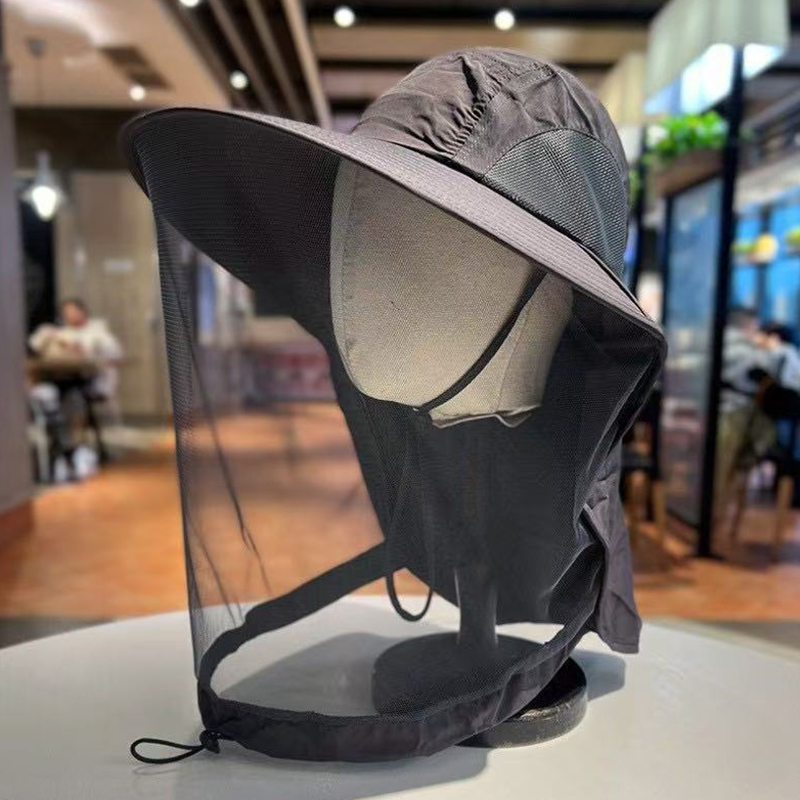 Gorro antimosquitos plegable a la con malla de red oculta para mujeres y hombres, gorro repelente de insectos y abejas, gorro de pesca con protección solar: Rojo