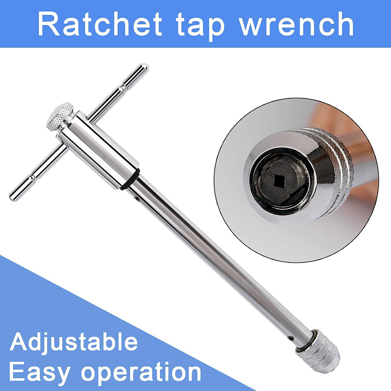 Adjustable M3-M8 Titanium Taps Set Machine Tap with Upgrade T-Handle Reversible Ratchet Wrench Tapping Tool Set