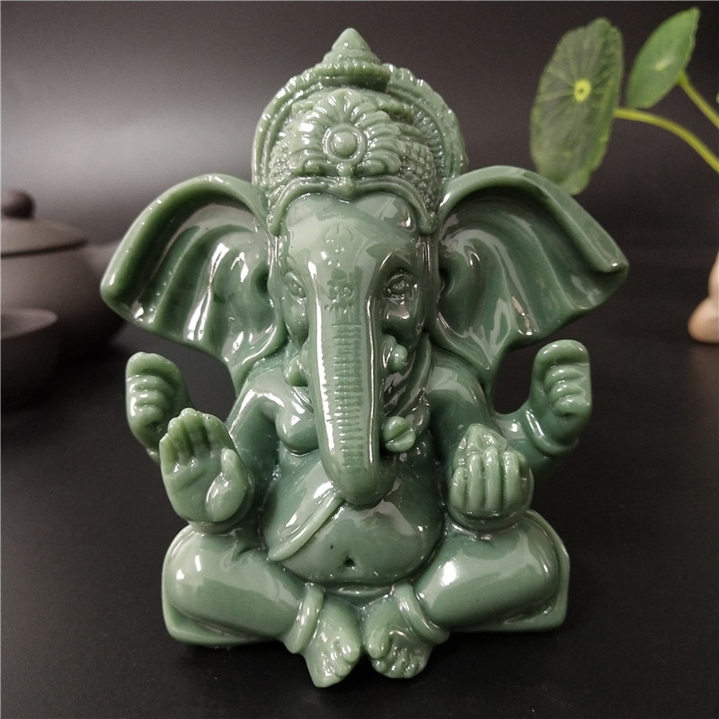 Ganesha statue buddha elefant gud skulptur menneskeskabt jade stenharpiks håndværk hjemmet have urtepotte dekoration buddha statuer
