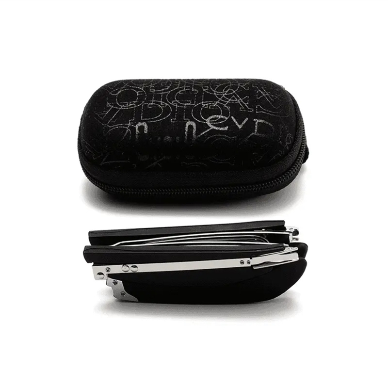 Foldable Reading Glasses 360 Degree Rotating Anti Blue Hd Reading Glasses Portable Lightweight For Middle-aged Elderly People: black / +150